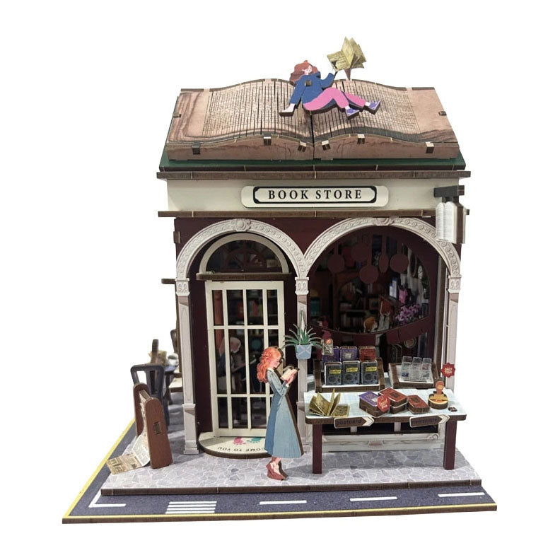 Woodworks houten bouwpakket book store met licht - 161dlg.