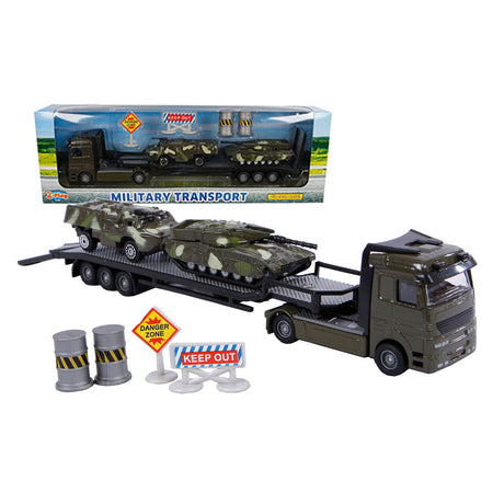 2-play die-cast vrachtwagen transporter met tanks, 24cm