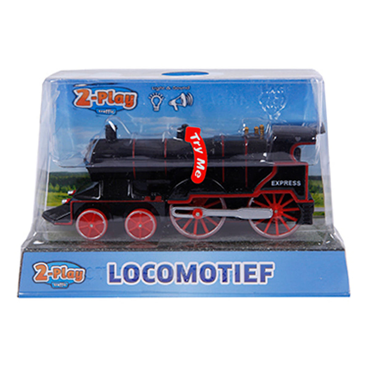 2-play Die-cast locomotive with light and sound, 14 cm