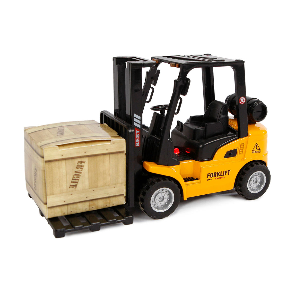 2-play Die-cast forklift truck with light and sound, 14 cm