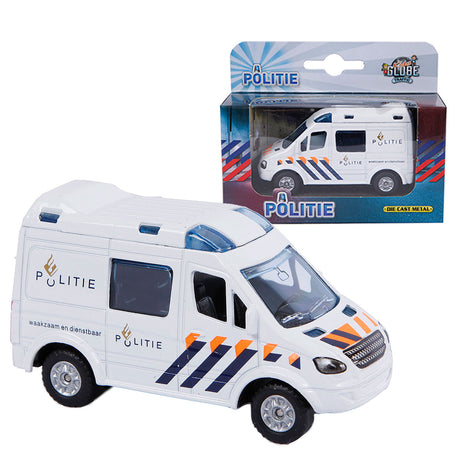 Kids globe die cast pull-back politie 8 cm.