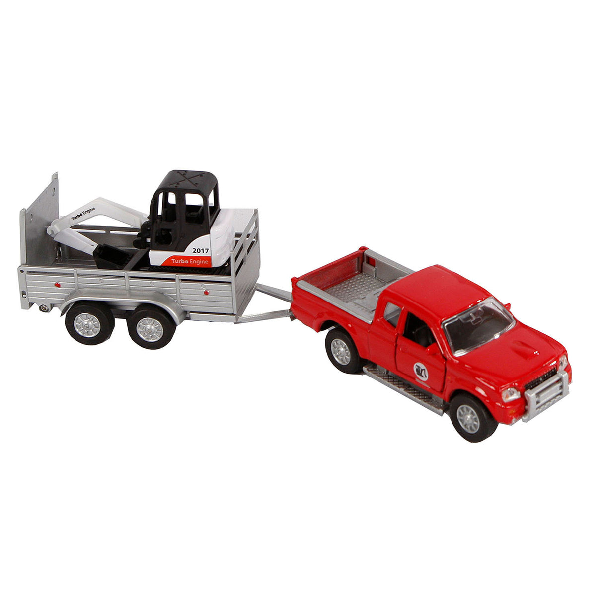 Kids Globe Globe Die-Cast Mitsubishi con mini excavador, 27 cm