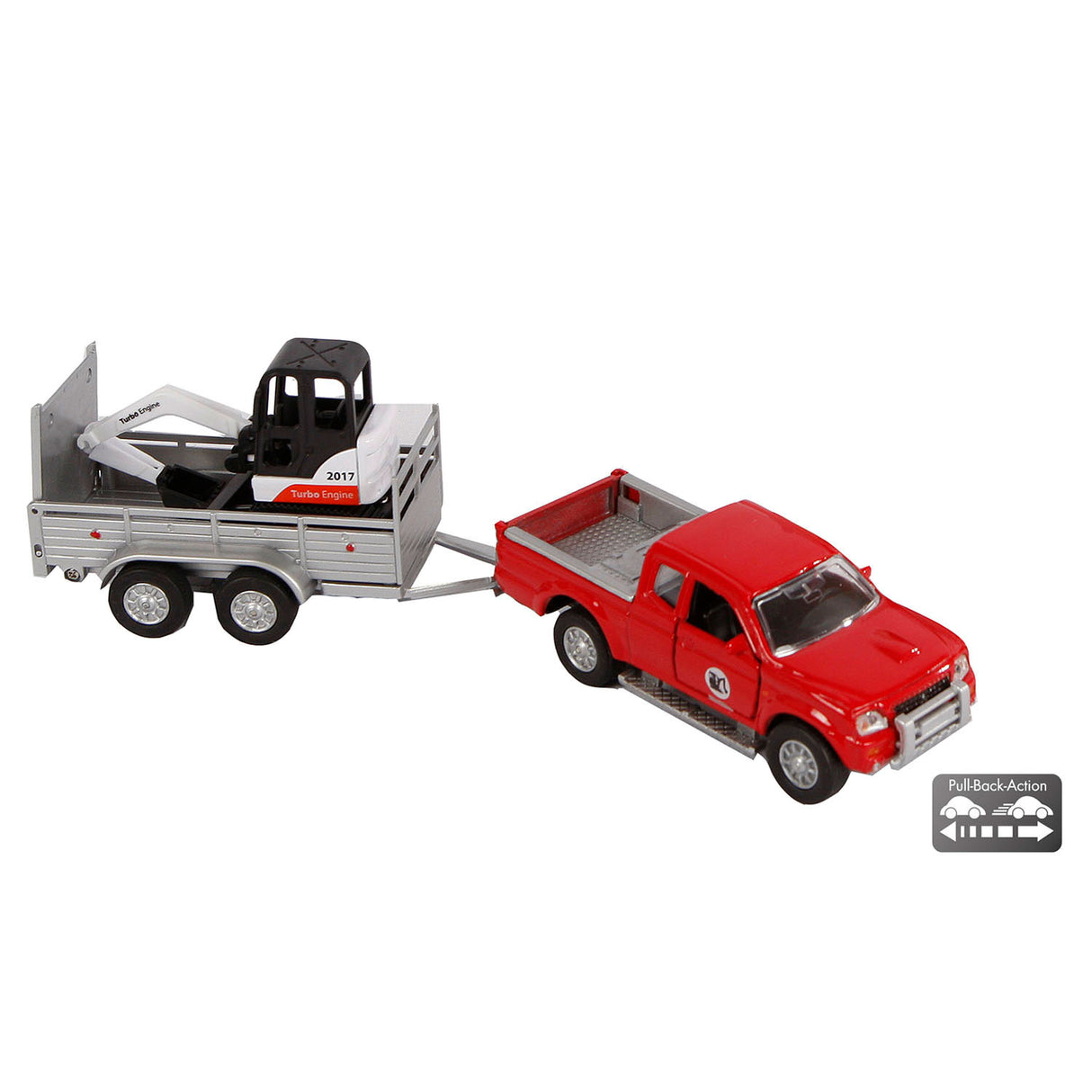 Kids Globe Die-Cast Mitsubishi med Mini Excavator, 27 cm