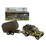 Kids Globe Die Cast Land Rover med Trailer Army, 27cm