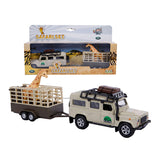 Kids Globe Die Cast Land Rover z żyraf-trailer, 29 cm