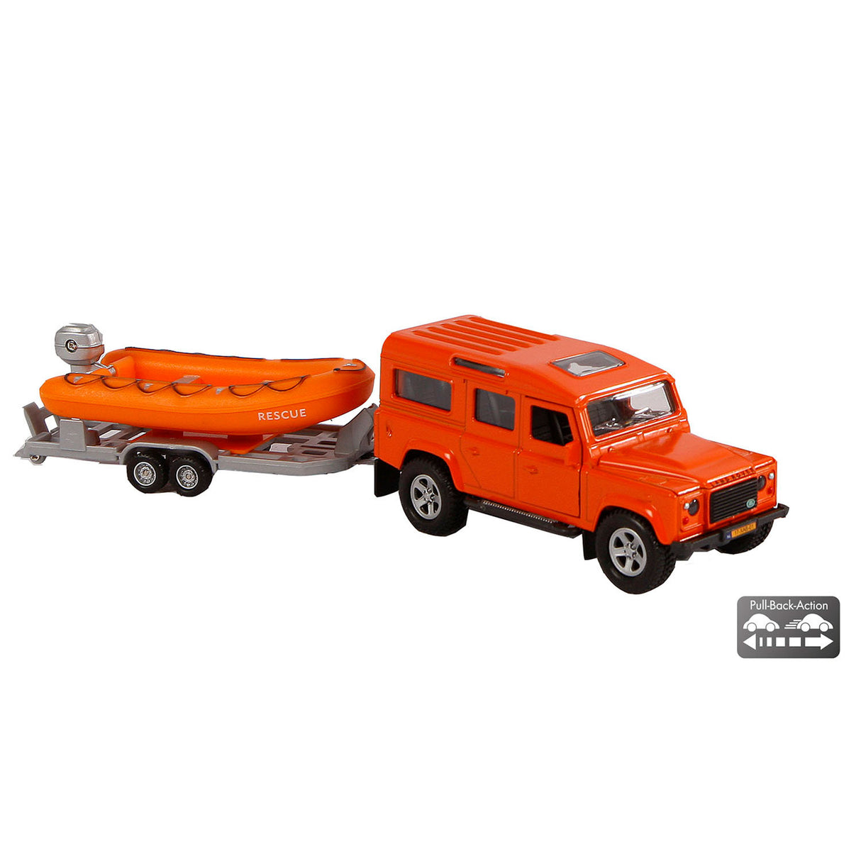 Kids Globe Die Cast Land Rover med redningsbåd, 27 cm