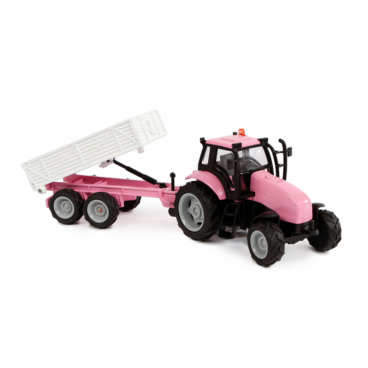 Kids Globe Globe Die Cast -Taktor mit Trailer Pink