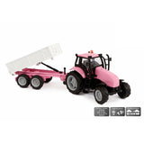 Kids Globe Globe Die Cast -Taktor mit Trailer Pink