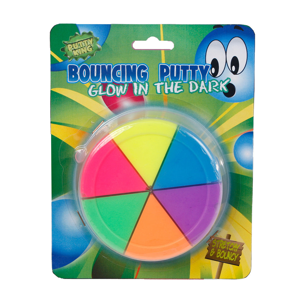 Glow in the dark bouncing putty, 6 kleuren