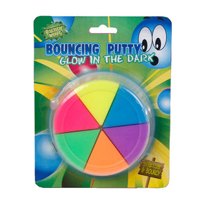 Glow in the dark bouncing putty, 6 kleuren