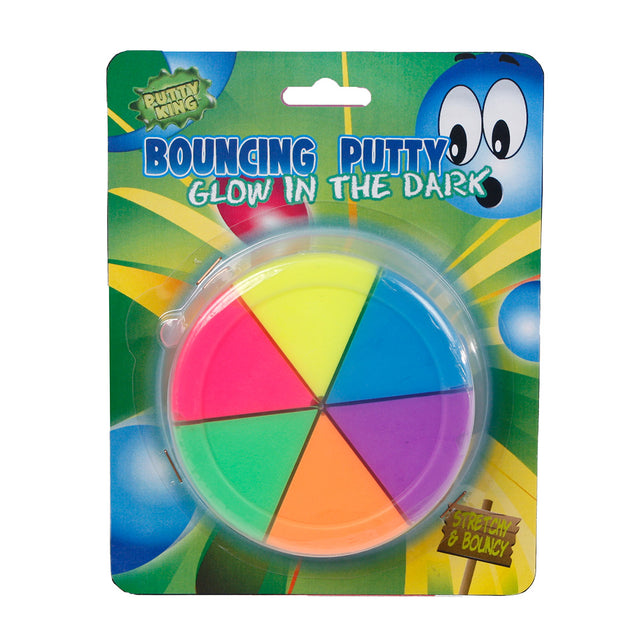 Glow in the dark bouncing putty, 6 kleuren