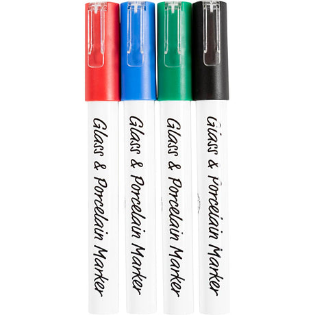 Creativ company https: www.cchobby.nl glas-porseleinstiften-lijndikte-1-2-mm-semi-dekkend-zwart-blauw-groen-rood-4-stuk-1-doos