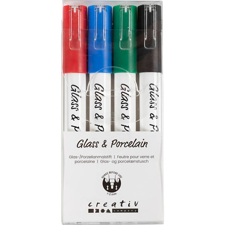 Creativ company https: www.cchobby.nl glas-porseleinstiften-lijndikte-1-2-mm-semi-dekkend-zwart-blauw-groen-rood-4-stuk-1-doos