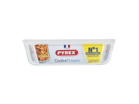 Pyrex cook freeze schotel rechthoek glas met kunststof deksel 1.5l