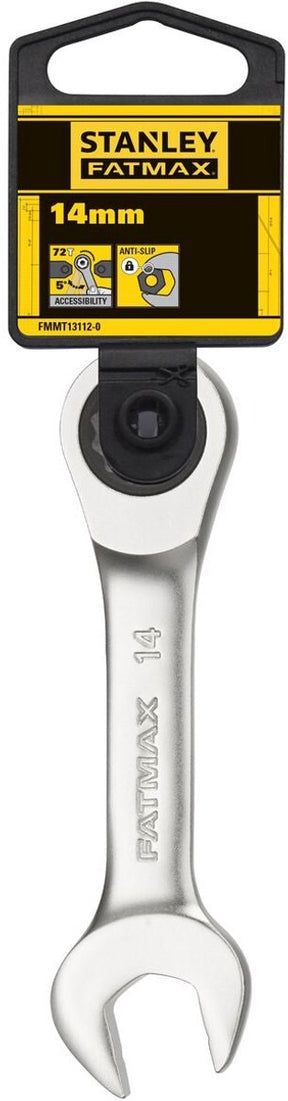 Stanley - fatmax stubby ringsteeksleutel met ratel 14mm - steeksleutel - sleutelgereedschap - 1 stuk(s)
