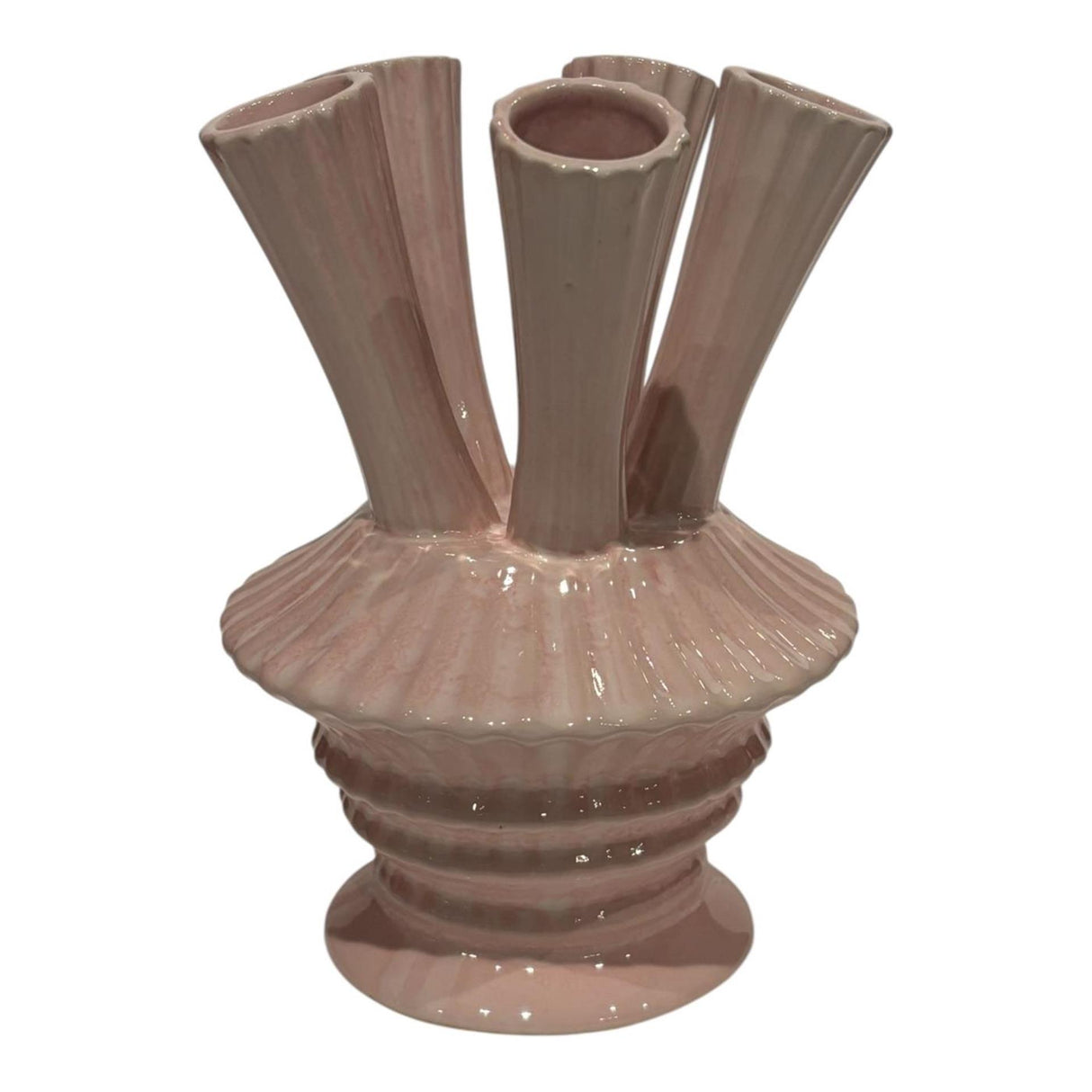Mansion atmosphere vaas met buizen pastel roze 13,1x13,1x18,7cm