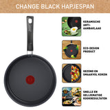 Tefal hapjespan keramisch 24cm inductie zwart met deksel.