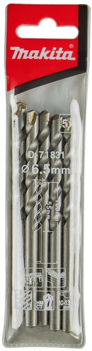 Makita 6,5x100mm steenboor (5 stuks) - d-71831