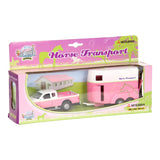 Kids Globe Die-cast Auto met Paardentrailer Roze, 1:32