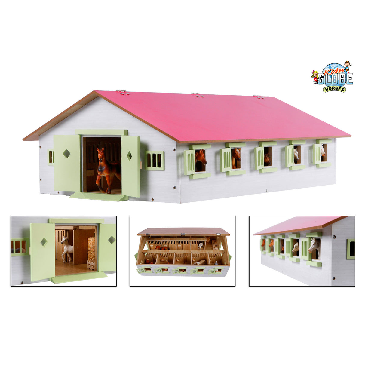 Kids Globe Horse Stable s 9 krabicemi, 1:32