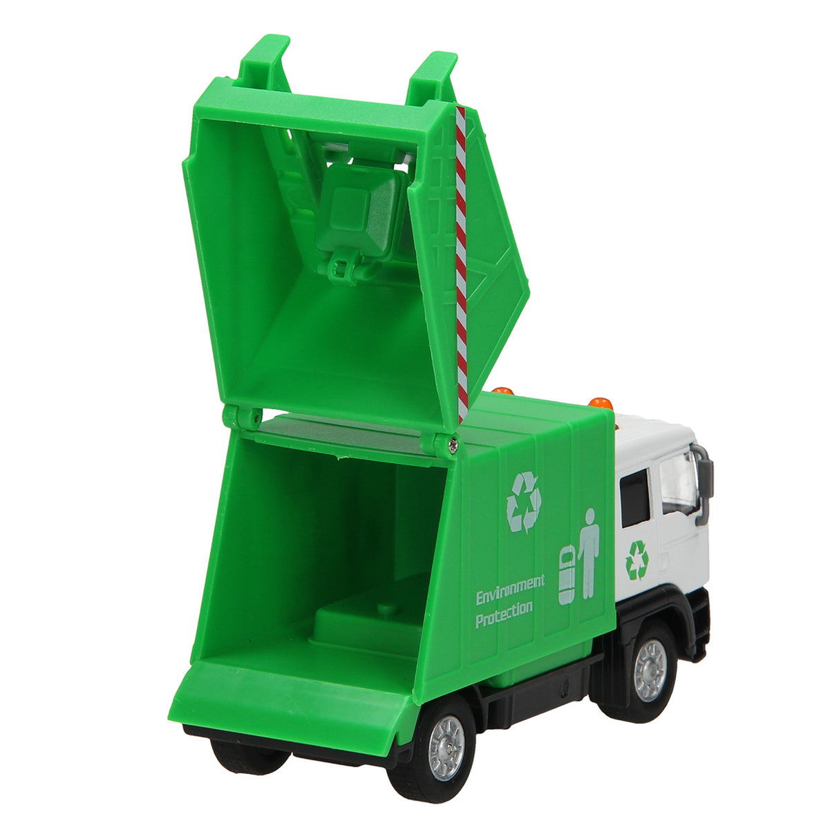 Garbage truck with light and sound