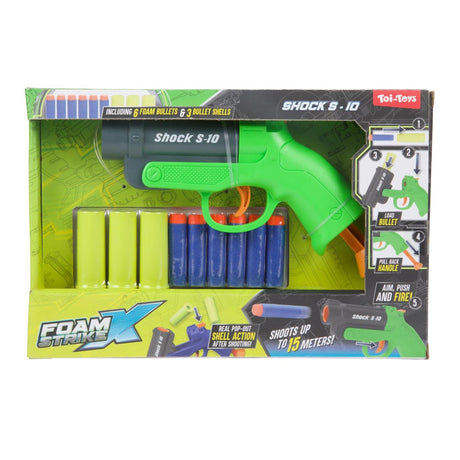 Toi-toys foam strikex pistool -shot s-10- met hulzen 2ass