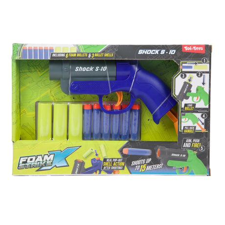 Toi-toys foam strikex pistool -shot s-10- met hulzen 2ass
