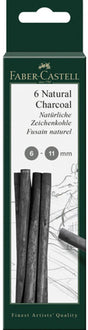 Faber-castell houtskool - pitt monochrome - 6-11 mm - 6 stuks - fc-129398