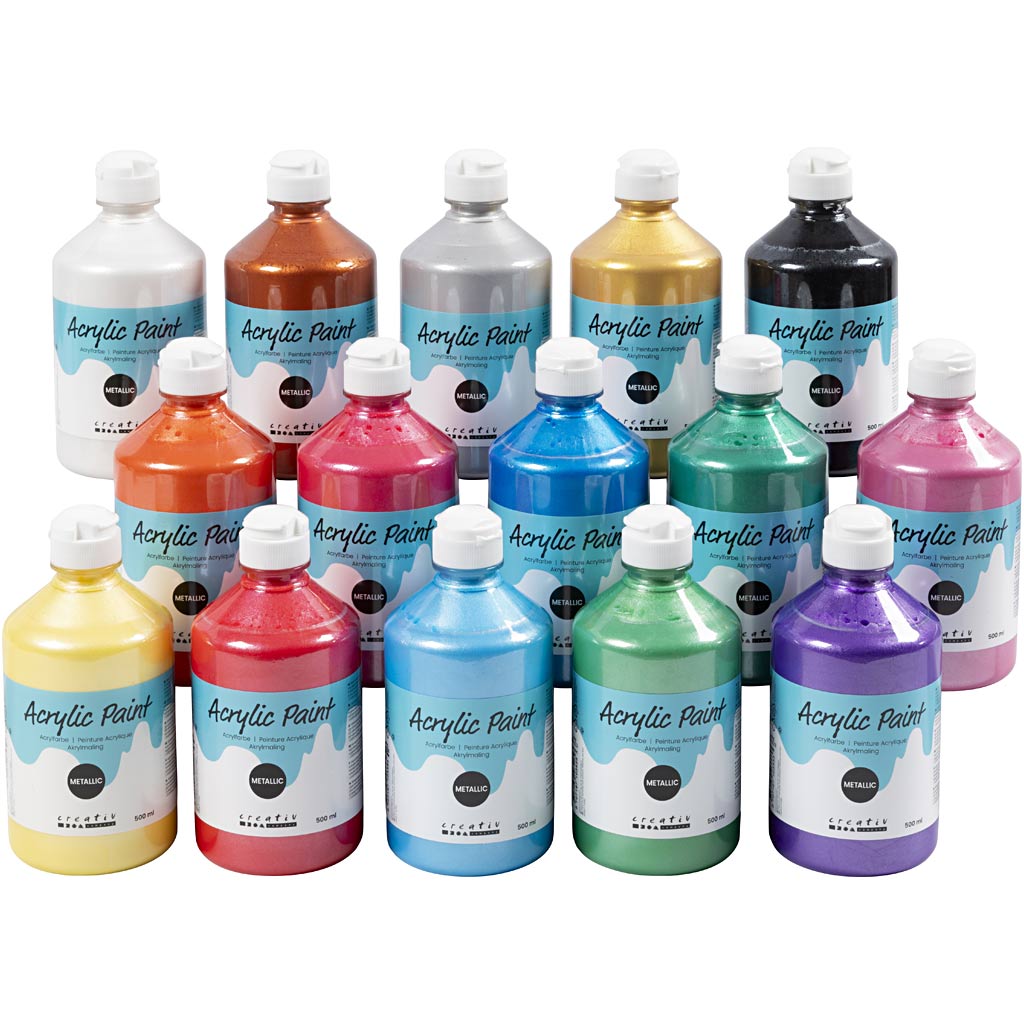A-color acrylverf, kleuren assorti, 03 - metallic, 15x500 ml