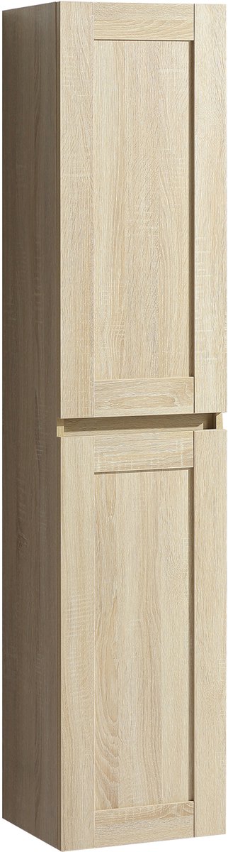 Differnz reno hoge kast - fsc® gecertificeerd mdf - badkamerkast met 2 softclose deuren - ruimte voor 4 legplanken - voorgemonteerd - afmetingen 160x32x35 cm - kleur eiken