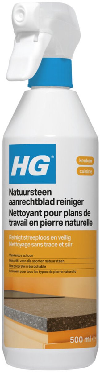 Hg (hagesan) hg natuurstenen aanrechtbladreiniger - 500ml - veilig in gebruik - streeploos schoon - dagelijkse reiniging