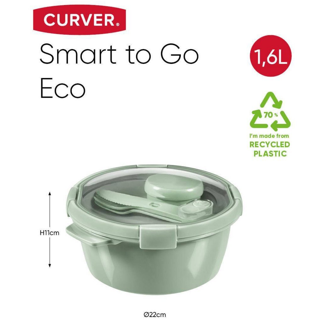 Curver Smart To Go Eco Lunch Set 1.6L + Bestiksæt + Sauscup