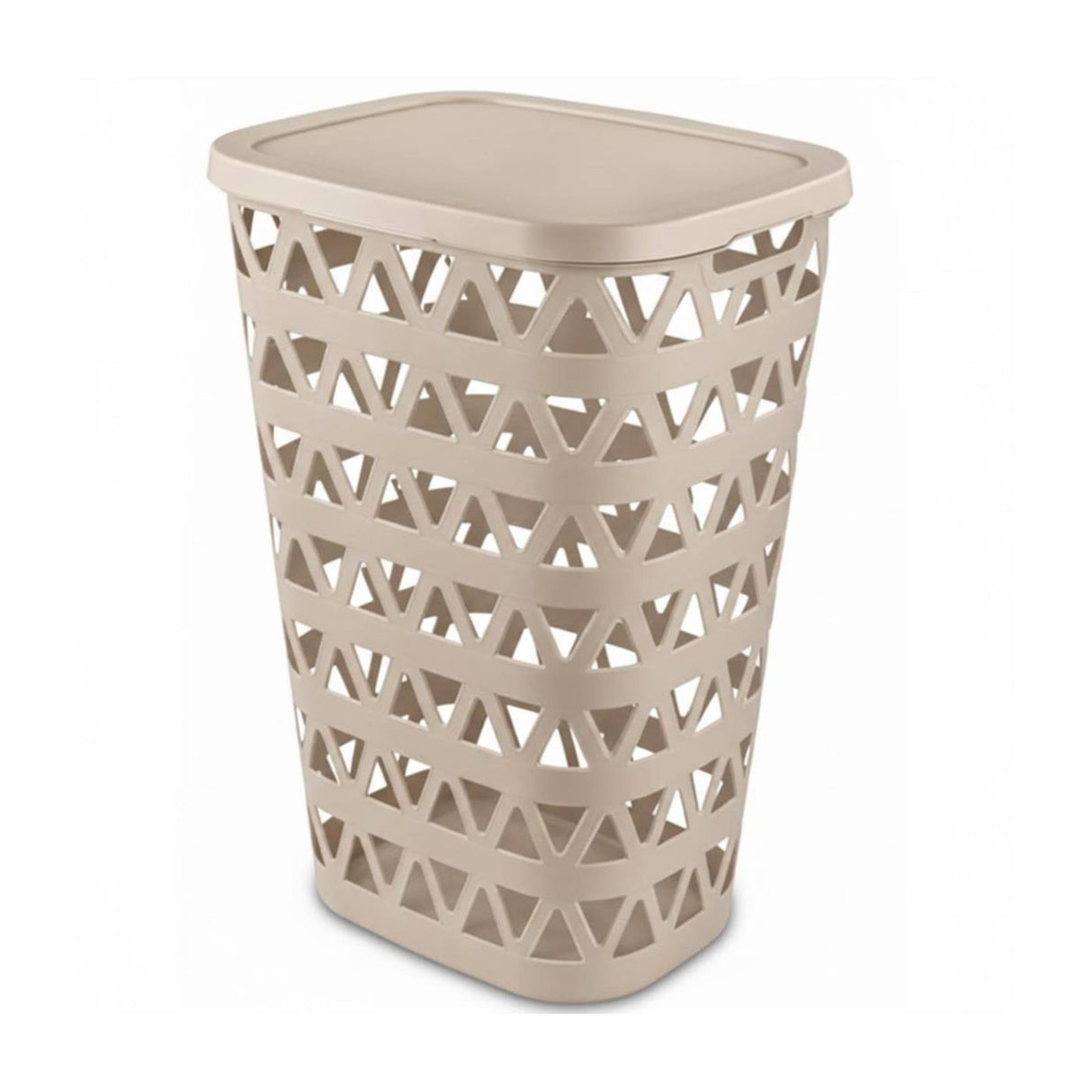 Curver wasmand met deksel - ventilatiegaatjes - beige - kunststof - 55 ltr - 42 x 34 x 60 cm