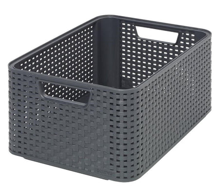 Curver style mand m stapelbaar rotanstyle antraciet (lxbxh 38x28x17cm)