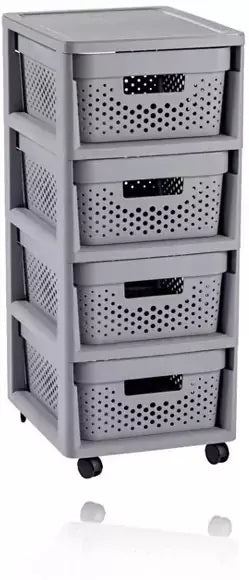 Ty curver infini rek op wielen 4x11l lichtgrijs opengewerkt