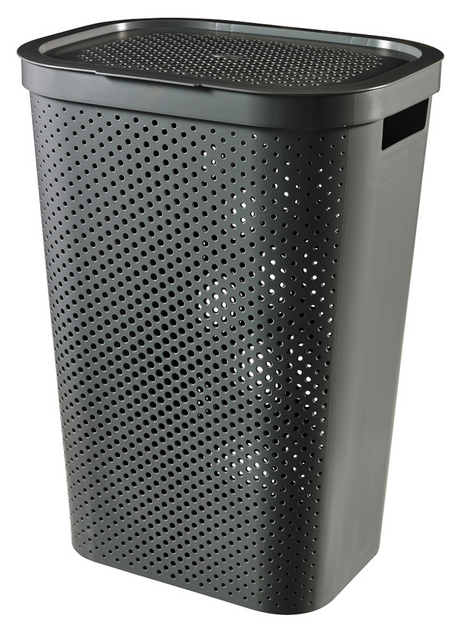 Curver infinity wasbox dots 60l - 100% recycled donkergrijs