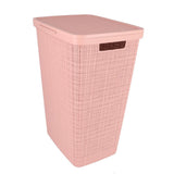 Curver laundry basket with lid jute look 58l pink