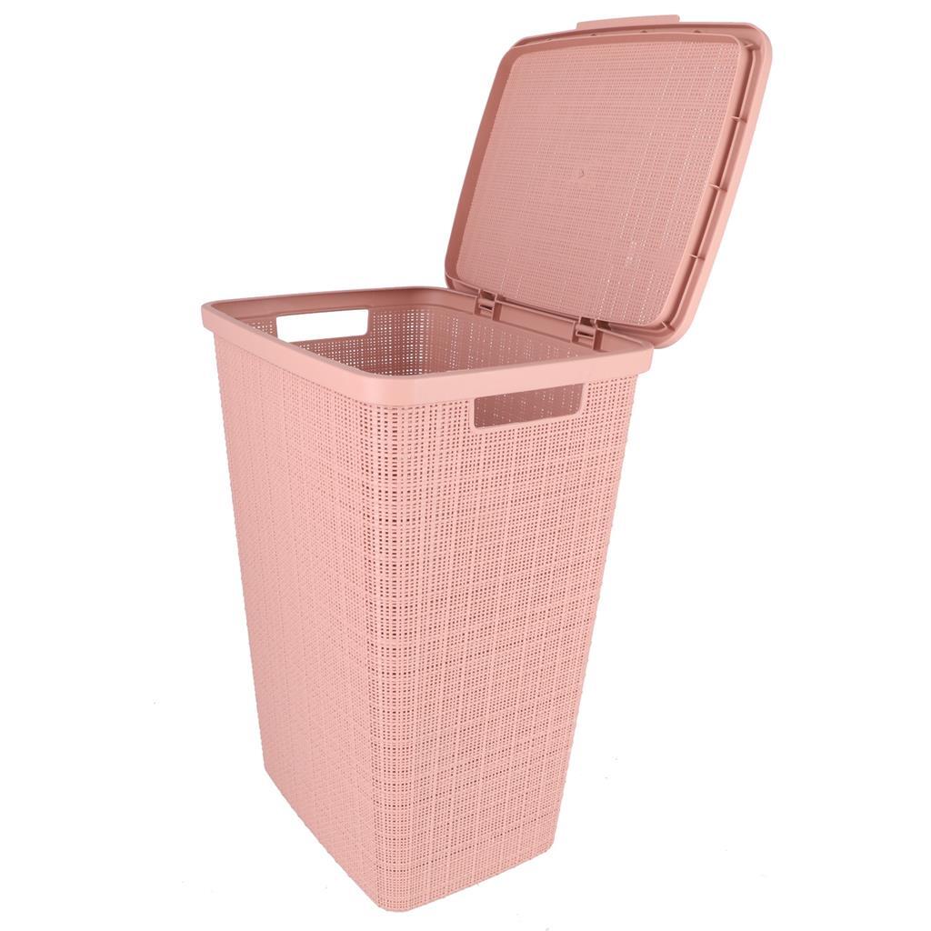 Curver curver wasmand met deksel jute-look 58l roze