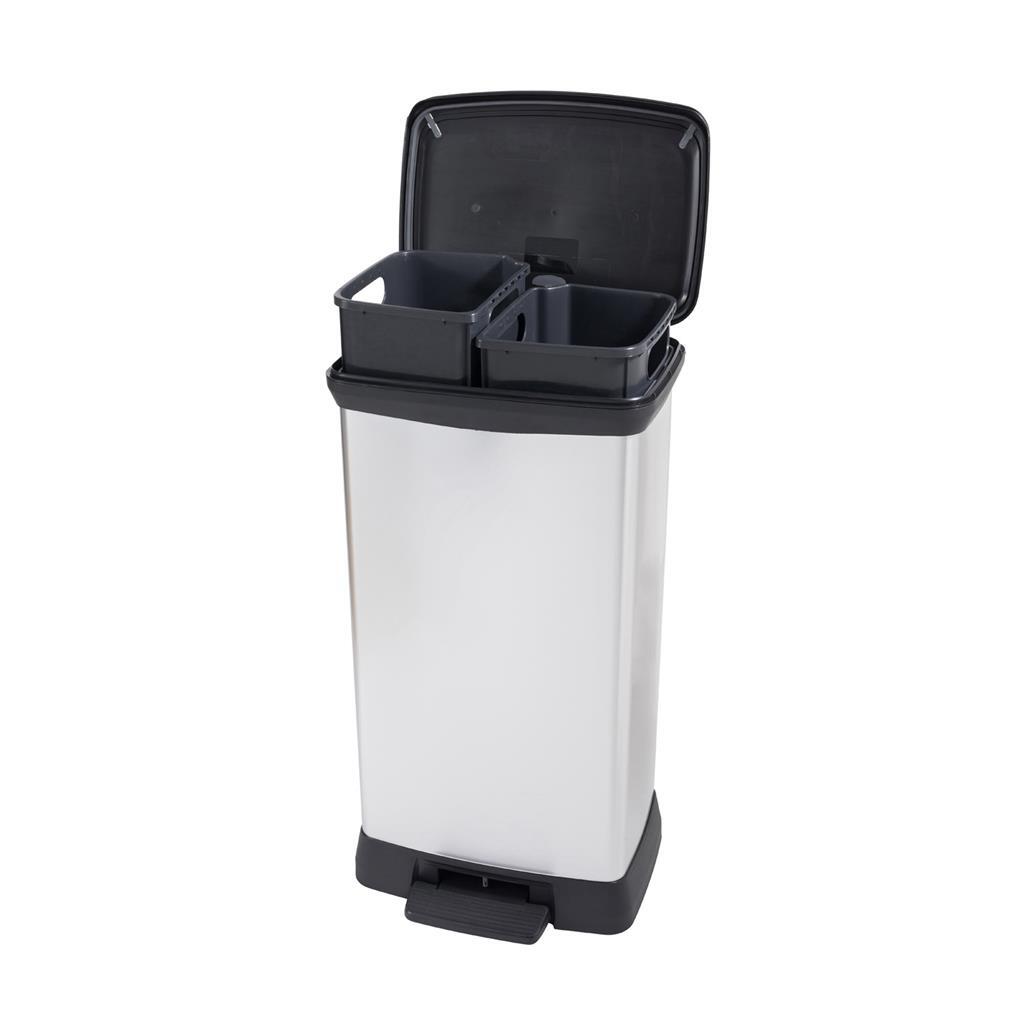 Curver Decobin Duo Pedal Bin 23L+23L Silver Metallic