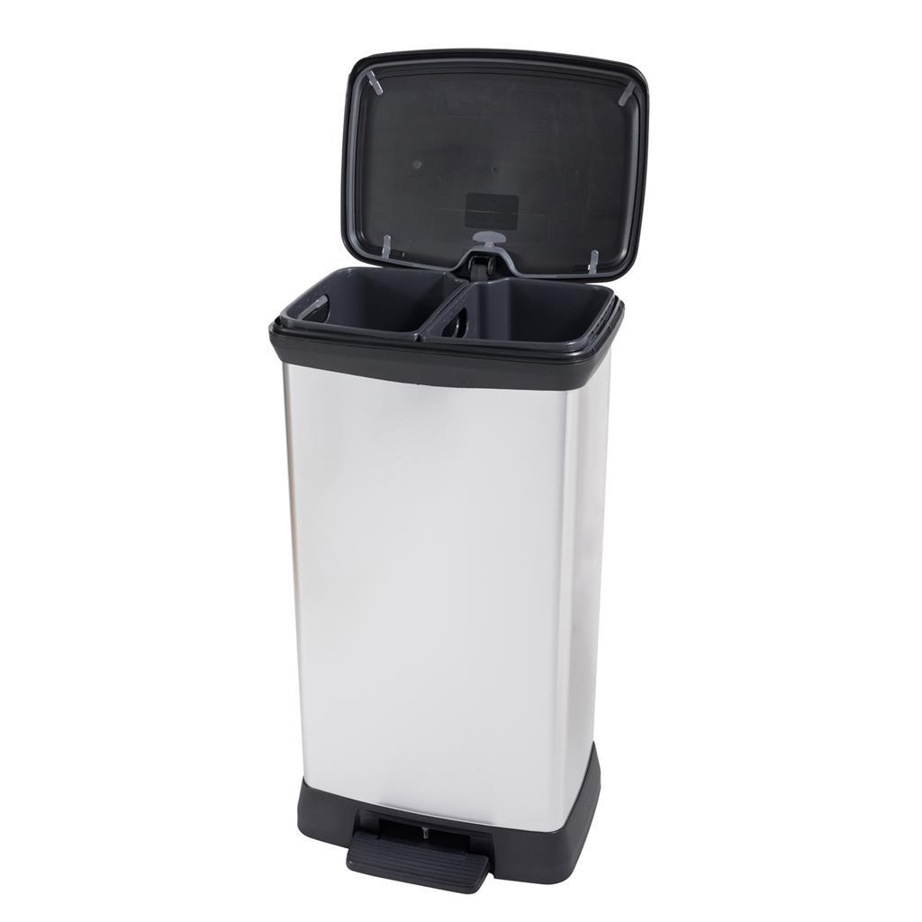 CHREVER Decobin Duo Pedal Bin 23L+23L Silber Metallic