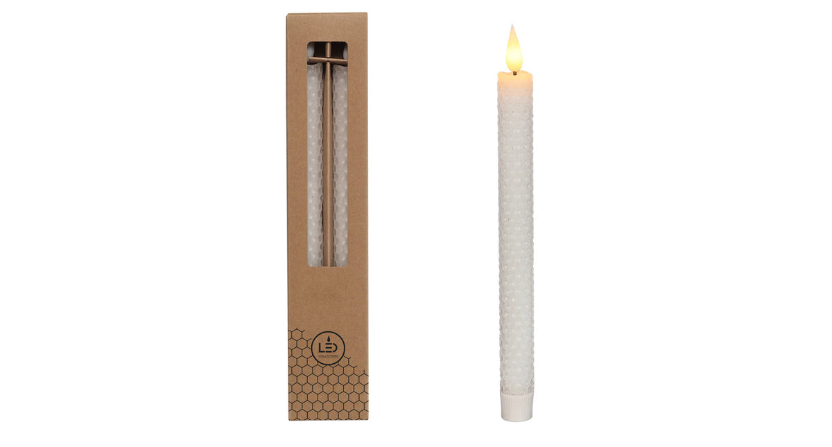Led honeycomb kaars set 2 ø2.2 h. 25cm wit