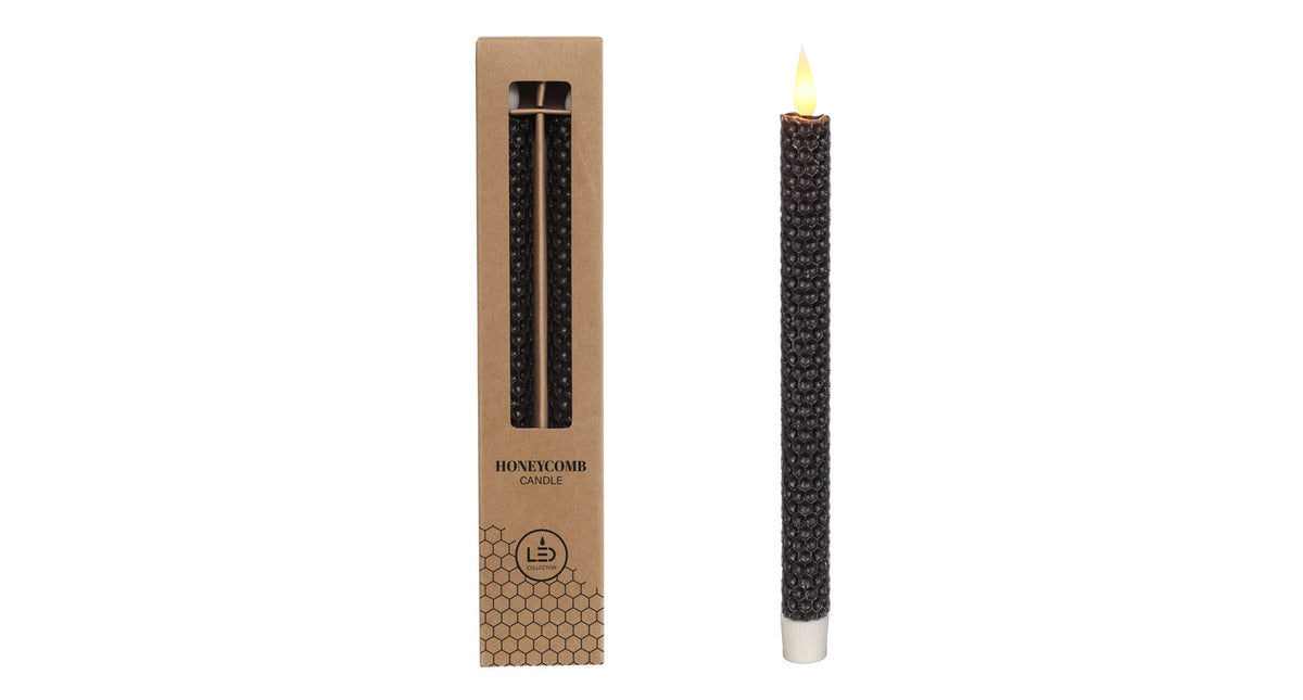 Led honeycomb kaars set 2 ø2.2 h. 25cm zwart