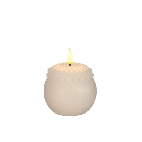 Ideas 4 seasons led kaars wax bloem parel crème ø9xh12cm