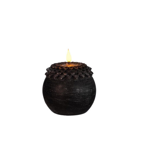 Ideas 4 seasons led kaars wax bloem parel zwart ø9xh12cm
