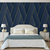 Hollandske Wallcoverings Dutch Wallcoverings Tapet Geometrisk blå og guldfarvet