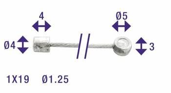 Elvedes Schakel Binnenkabel 2250 mm en acier inoxydable Ø1,25 mm n t-nippel