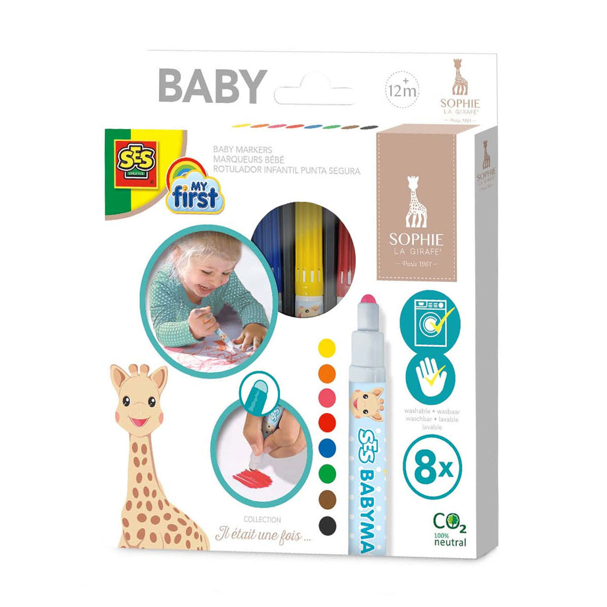 Ses min første Sophie la girafe babymarkers