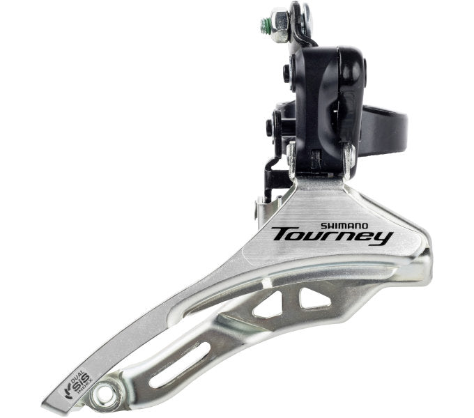 Shimano Voorkerailleur 3 x 6 7 Speed ​​Tourney FD-TY300 Down Swing Down Trekk High Clamp Ø31,8 mm 42T (66-69 °)