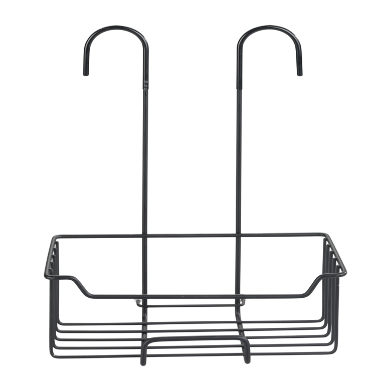 Wenko doucherek milo rvs zwart 25x36cm - zonder boren - doucherekje hangend - douchemand - douchecaddy ophangbaar