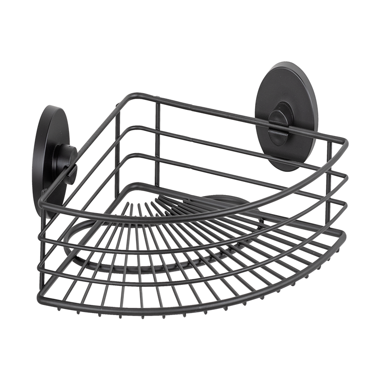Wenko vacuum-loc hoekrek bari mat zwart 31x22cm - doucherek - douchemand - bevestigen zonder boren